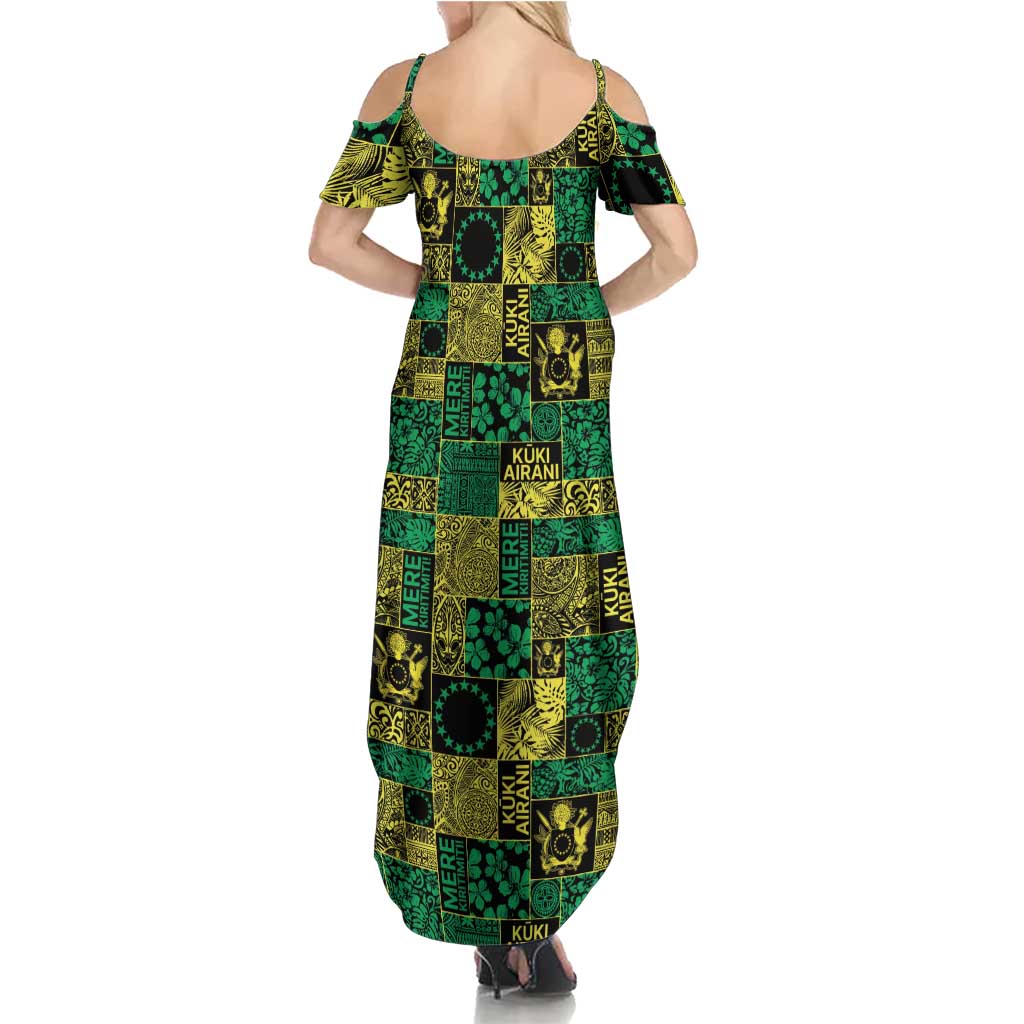 Cook Islands Mere Kiritimiti Family Matching Summer Maxi Dress and Hawaiian Shirt Pacific Patchwork Xmas Vibes - Polynesian Pride