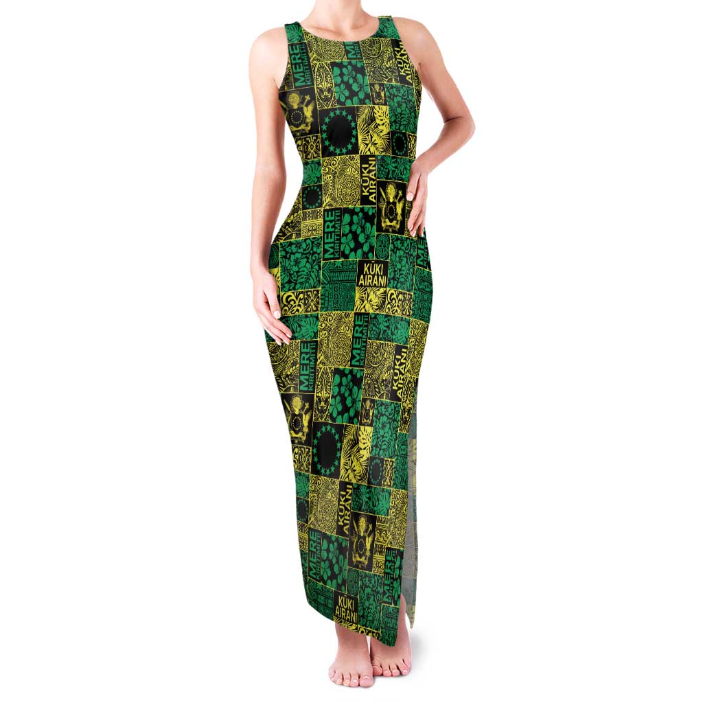 Cook Islands Mere Kiritimiti Family Matching Tank Maxi Dress and Hawaiian Shirt Pacific Patchwork Xmas Vibes - Polynesian Pride