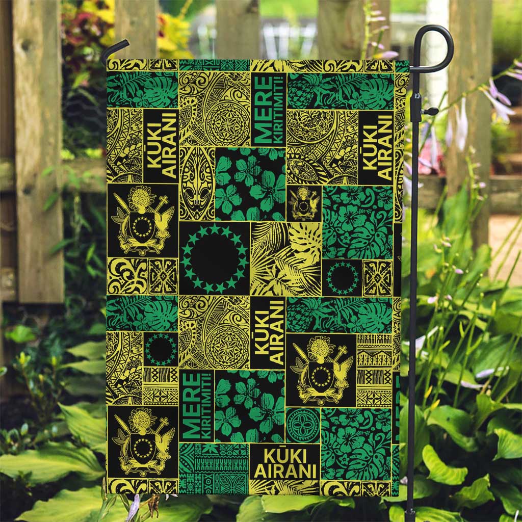Cook Islands Mere Kiritimiti Garden Flag Pacific Patchwork Xmas Vibes - Polynesian Pride