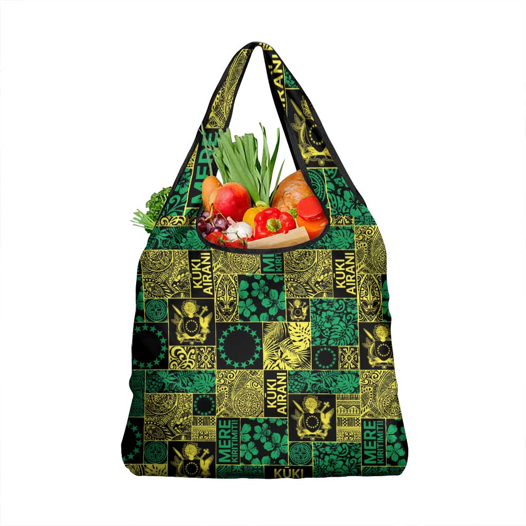Cook Islands Mere Kiritimiti Grocery Bag Pacific Patchwork Xmas Vibes LT9 1-pack One Size Green - Polynesian Pride