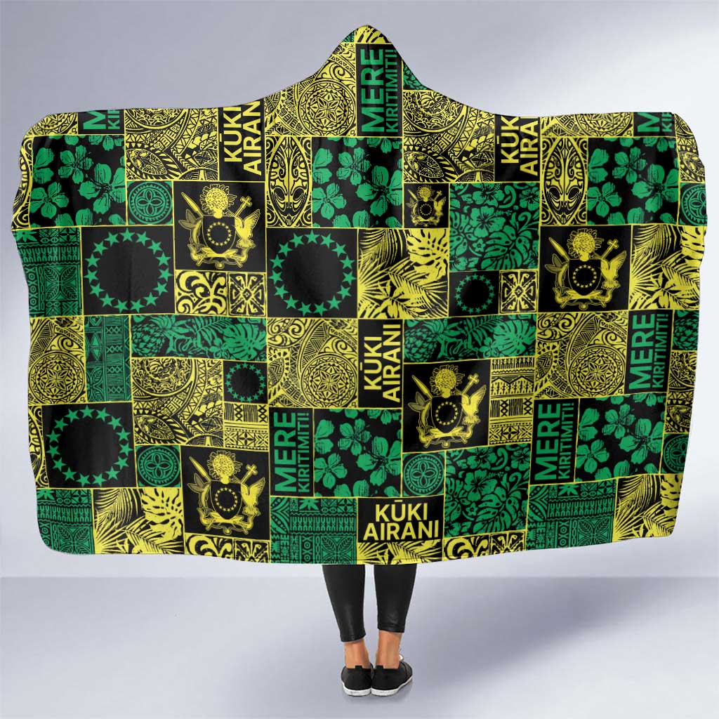 Cook Islands Mere Kiritimiti Hooded Blanket Pacific Patchwork Xmas Vibes LT9 One Size Green - Polynesian Pride