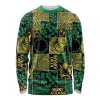 Cook Islands Mere Kiritimiti Long Sleeve Shirt Pacific Patchwork Xmas Vibes LT9 Unisex Green - Polynesian Pride