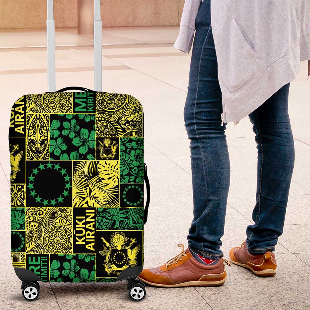Cook Islands Mere Kiritimiti Luggage Cover Pacific Patchwork Xmas Vibes LT9 Green - Polynesian Pride