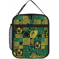 Cook Islands Mere Kiritimiti Lunch Bag Pacific Patchwork Xmas Vibes LT9 10.2 × 8.3 × 4.3 inch Green - Polynesian Pride