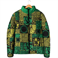 Cook Islands Mere Kiritimiti Padded Jacket Pacific Patchwork Xmas Vibes LT9 - Polynesian Pride