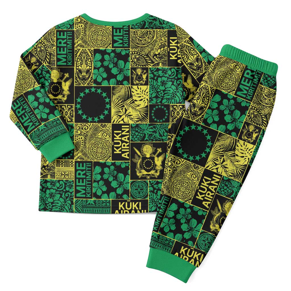 Cook Islands Mere Kiritimiti Christmas Pajama Set Pacific Patchwork Xmas Vibes - Polynesian Pride