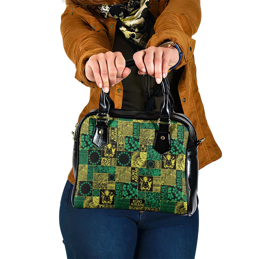 Cook Islands Mere Kiritimiti Shoulder Handbag Pacific Patchwork Xmas Vibes LT9 One Size Green - Polynesian Pride