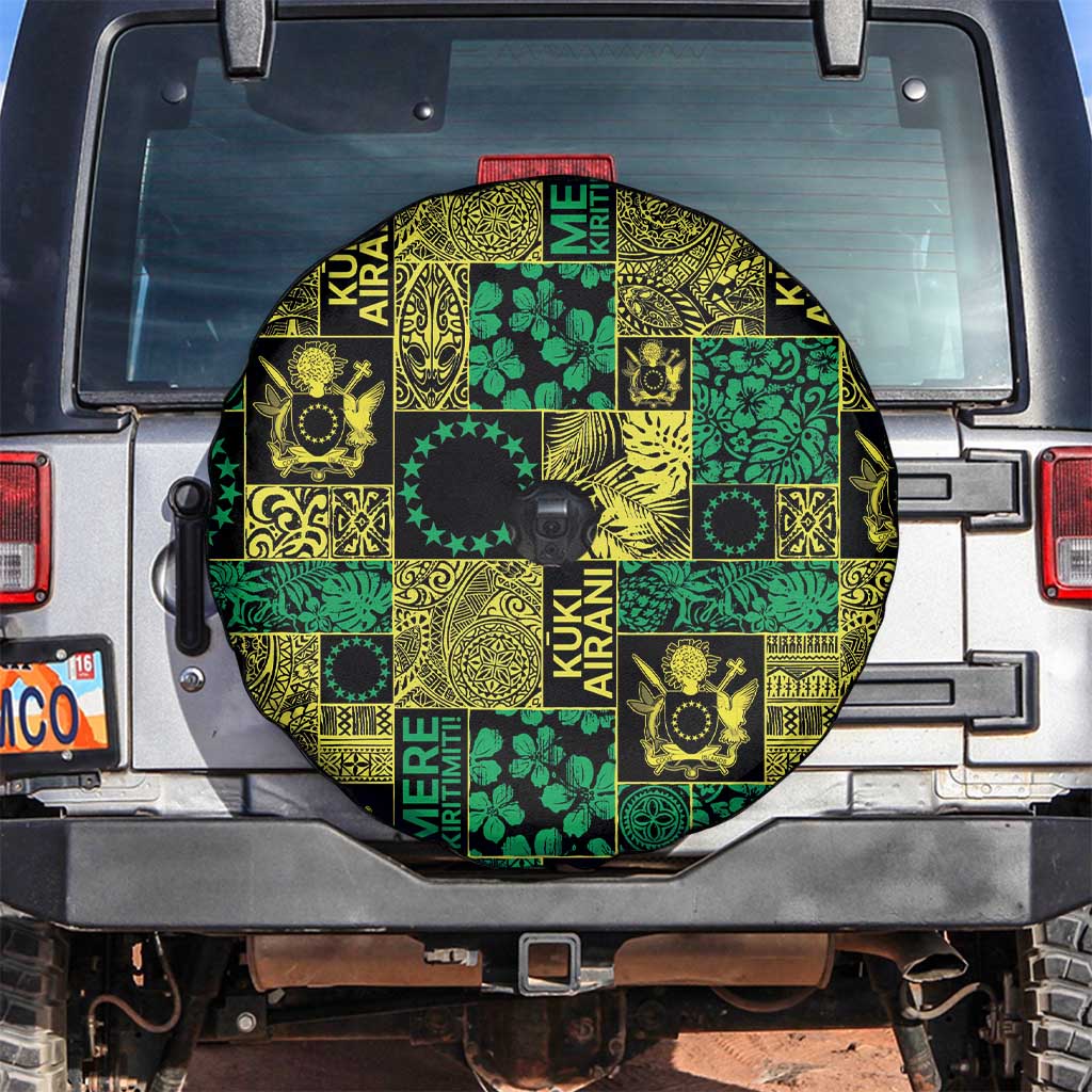 Cook Islands Mere Kiritimiti Spare Tire Cover Pacific Patchwork Xmas Vibes LT9 Green - Polynesian Pride