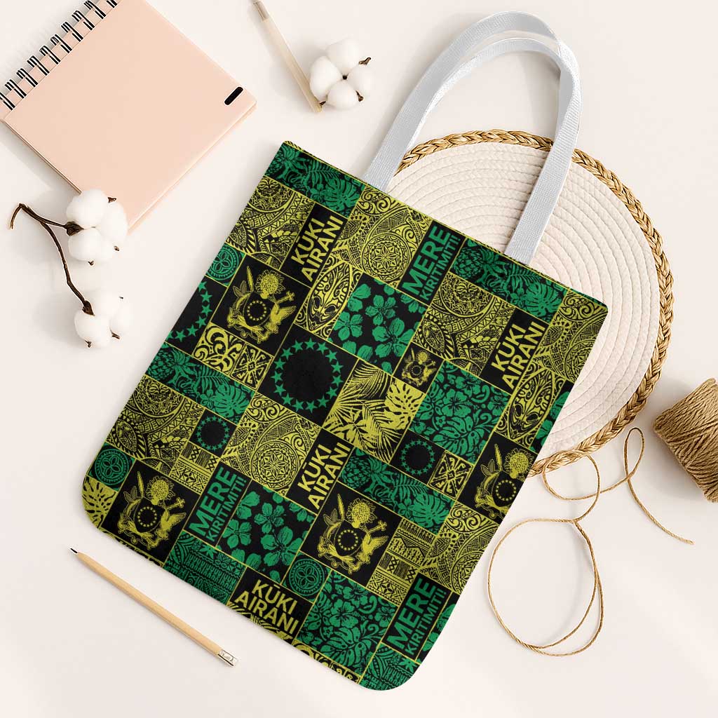 Cook Islands Mere Kiritimiti Tote Bag Pacific Patchwork Xmas Vibes - Polynesian Pride