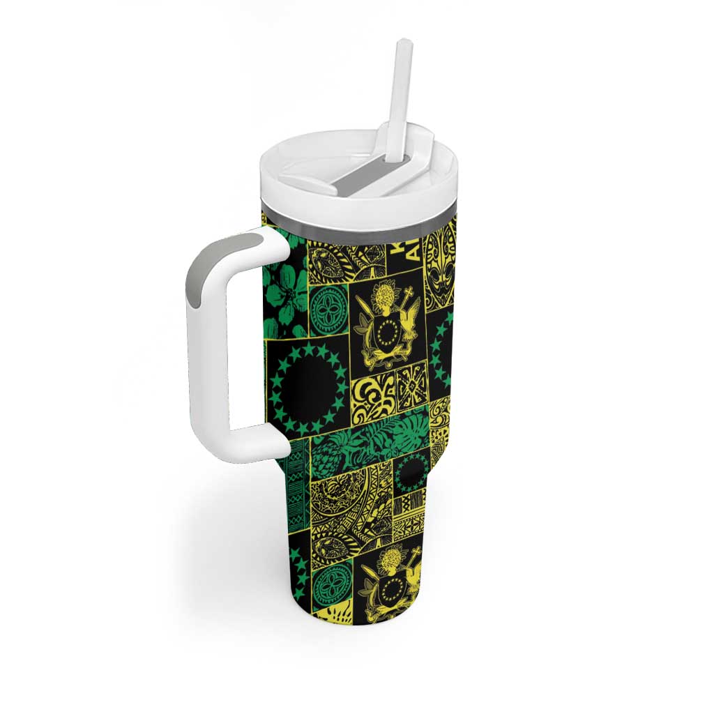 Cook Islands Mere Kiritimiti Tumbler With Handle Pacific Patchwork Xmas Vibes - Polynesian Pride