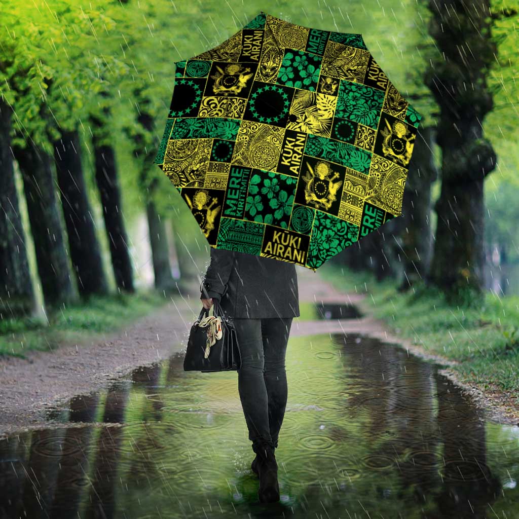 Cook Islands Mere Kiritimiti Umbrella Pacific Patchwork Xmas Vibes - Polynesian Pride