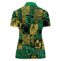 Cook Islands Mere Kiritimiti Women Polo Shirt Pacific Patchwork Xmas Vibes - Polynesian Pride