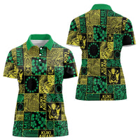 Cook Islands Mere Kiritimiti Women Polo Shirt Pacific Patchwork Xmas Vibes - Polynesian Pride