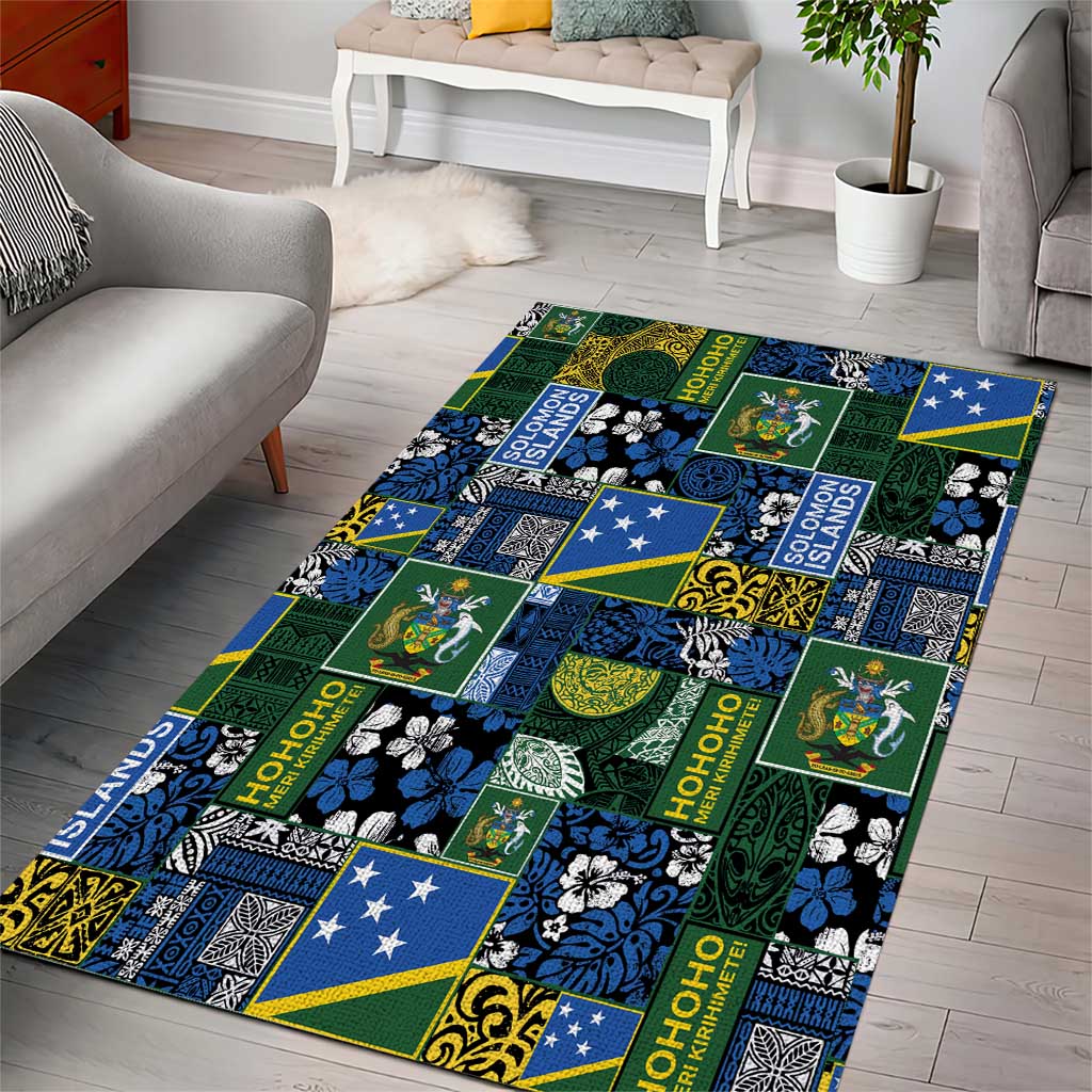 Solomon Islands Meri Kirihimete Area Rug Pacific Patchwork Xmas Vibes - Polynesian Pride