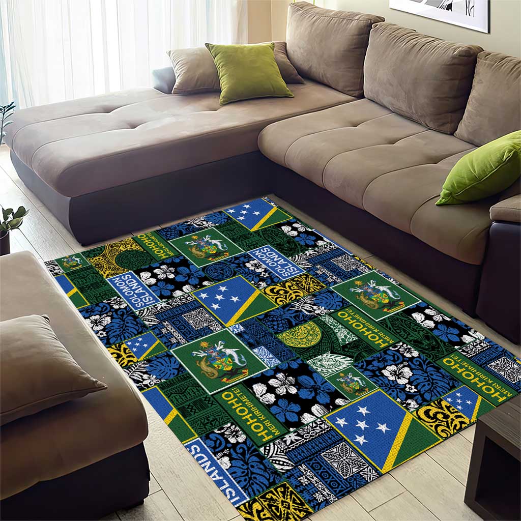 Solomon Islands Meri Kirihimete Area Rug Pacific Patchwork Xmas Vibes - Polynesian Pride