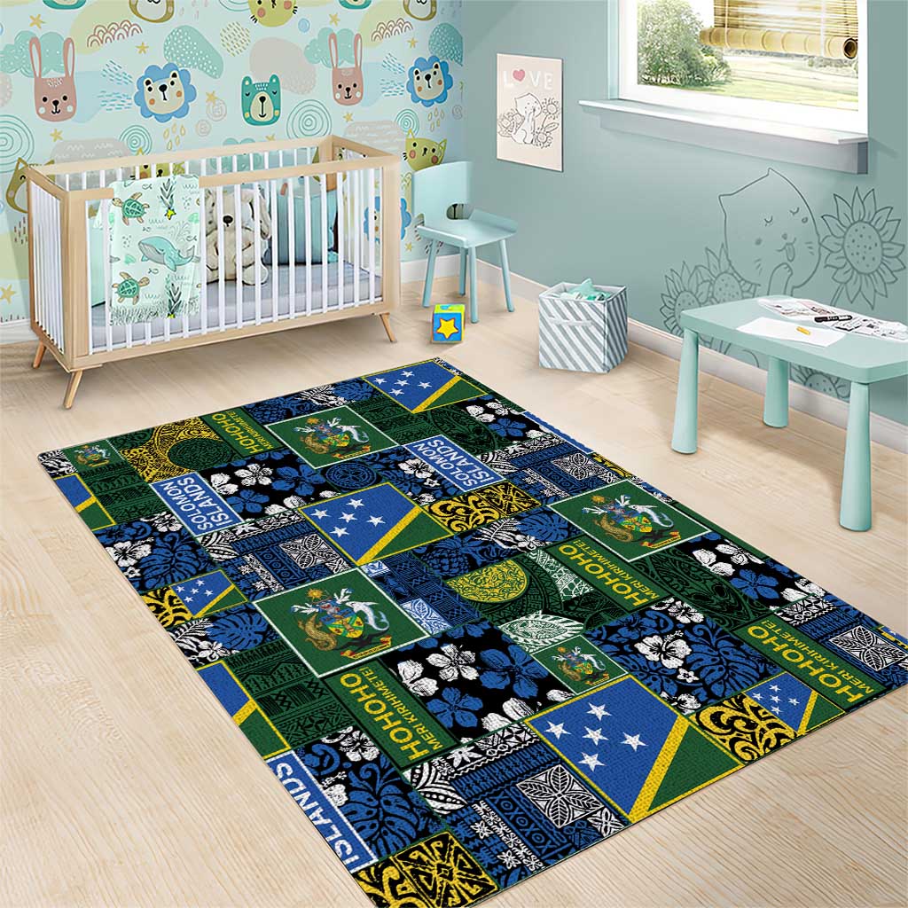 Solomon Islands Meri Kirihimete Area Rug Pacific Patchwork Xmas Vibes - Polynesian Pride