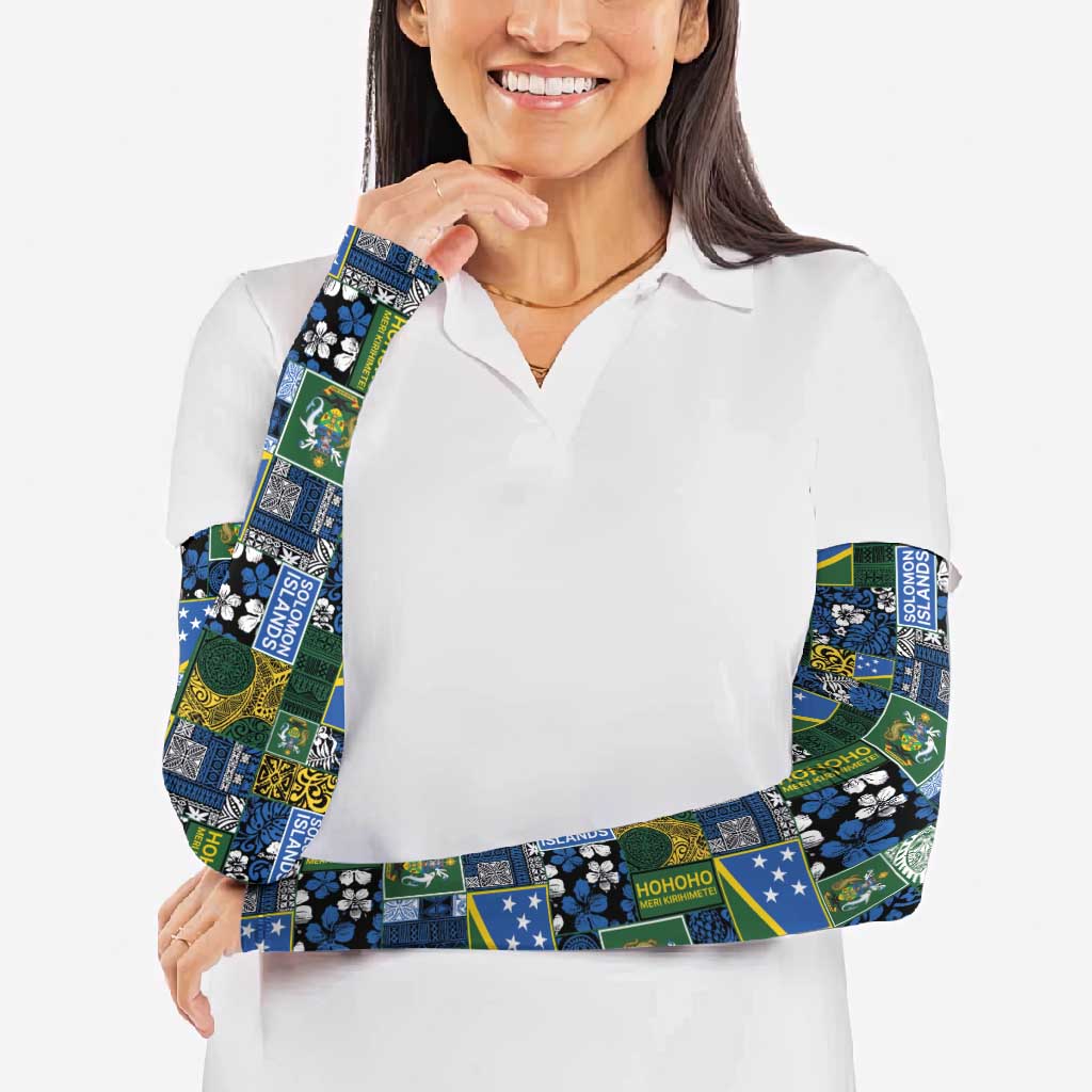 Solomon Islands Meri Kirihimete Arm Sleeves Pacific Patchwork Xmas Vibes - Polynesian Pride