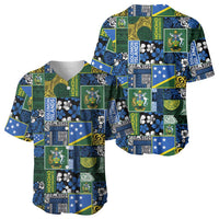 Solomon Islands Meri Kirihimete Baseball Jersey Pacific Patchwork Xmas Vibes - Polynesian Pride