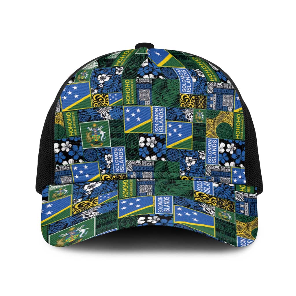 Solomon Islands Meri Kirihimete Baseball Net Cap Pacific Patchwork Xmas Vibes - Polynesian Pride