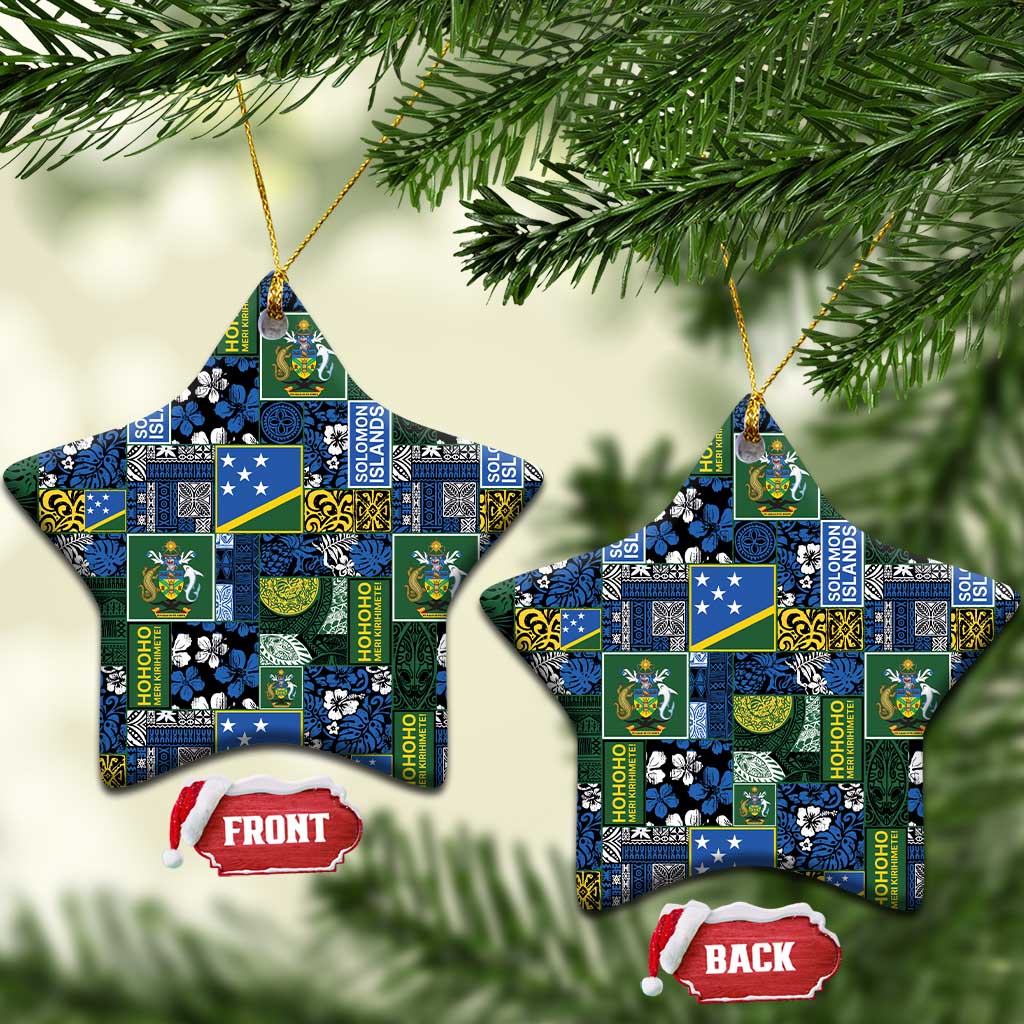 Solomon Islands Meri Kirihimete Ceramic Ornament Pacific Patchwork Xmas Vibes - Polynesian Pride