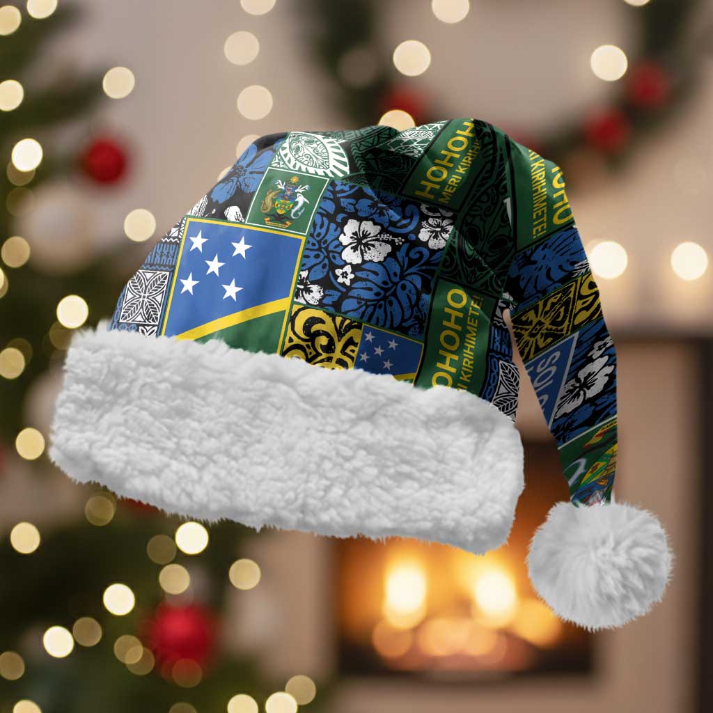 Solomon Islands Meri Kirihimete Christmas Santa Hat Pacific Patchwork Xmas Vibes - Polynesian Pride