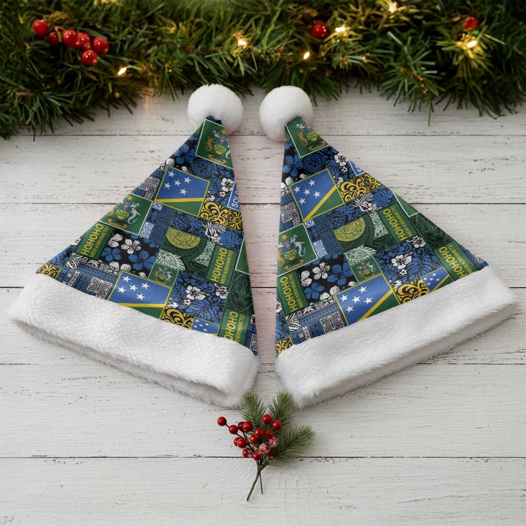 Solomon Islands Meri Kirihimete Christmas Santa Hat Pacific Patchwork Xmas Vibes - Polynesian Pride