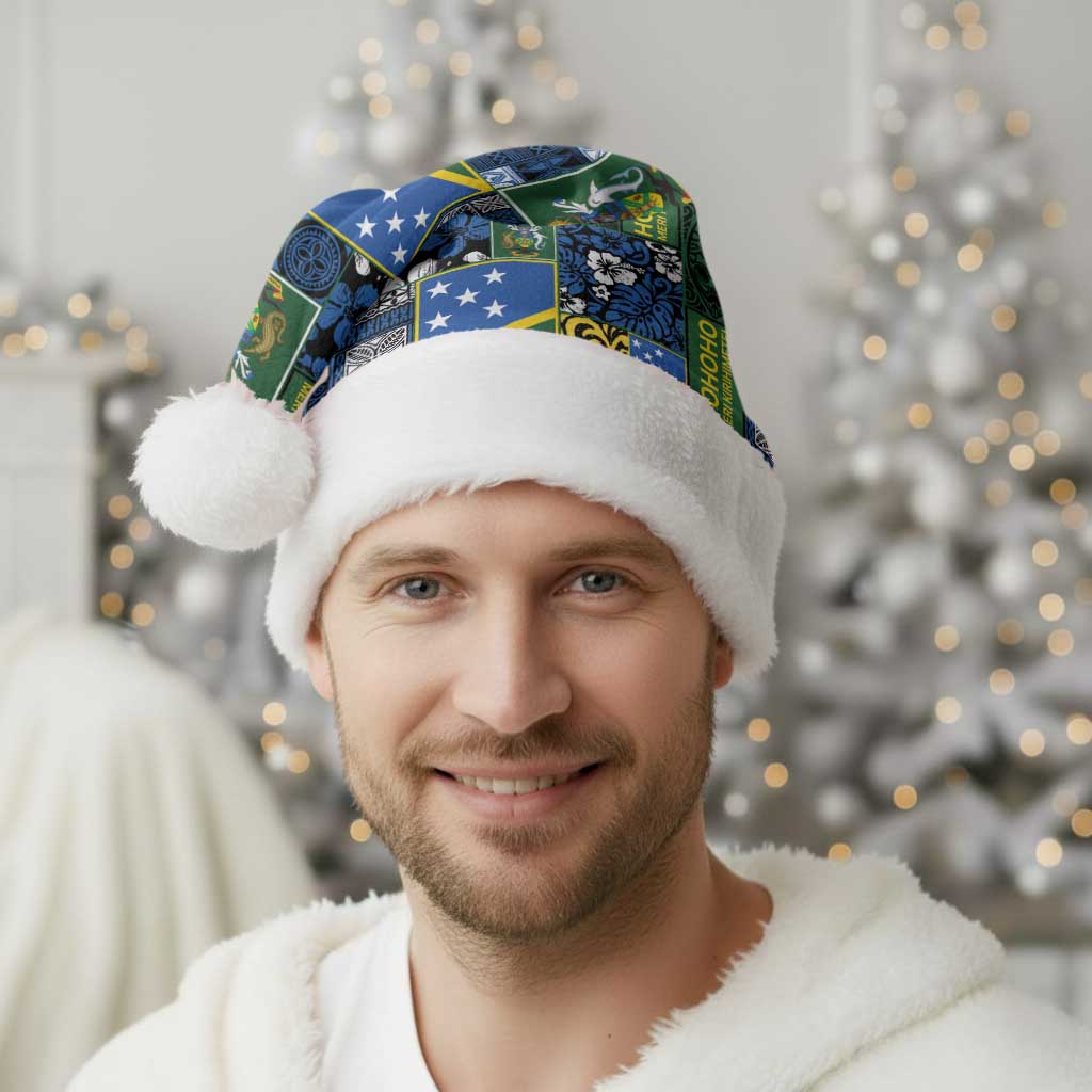 Solomon Islands Meri Kirihimete Christmas Santa Hat Pacific Patchwork Xmas Vibes - Polynesian Pride