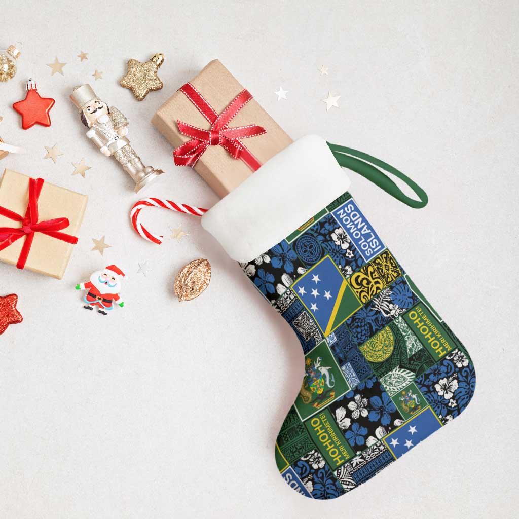 Solomon Islands Meri Kirihimete Christmas Stocking Pacific Patchwork Xmas Vibes - Polynesian Pride