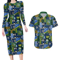 Solomon Islands Meri Kirihimete Couples Matching Long Sleeve Bodycon Dress and Hawaiian Shirt Pacific Patchwork Xmas Vibes - Polynesian Pride