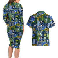 Solomon Islands Meri Kirihimete Couples Matching Long Sleeve Bodycon Dress and Hawaiian Shirt Pacific Patchwork Xmas Vibes - Polynesian Pride