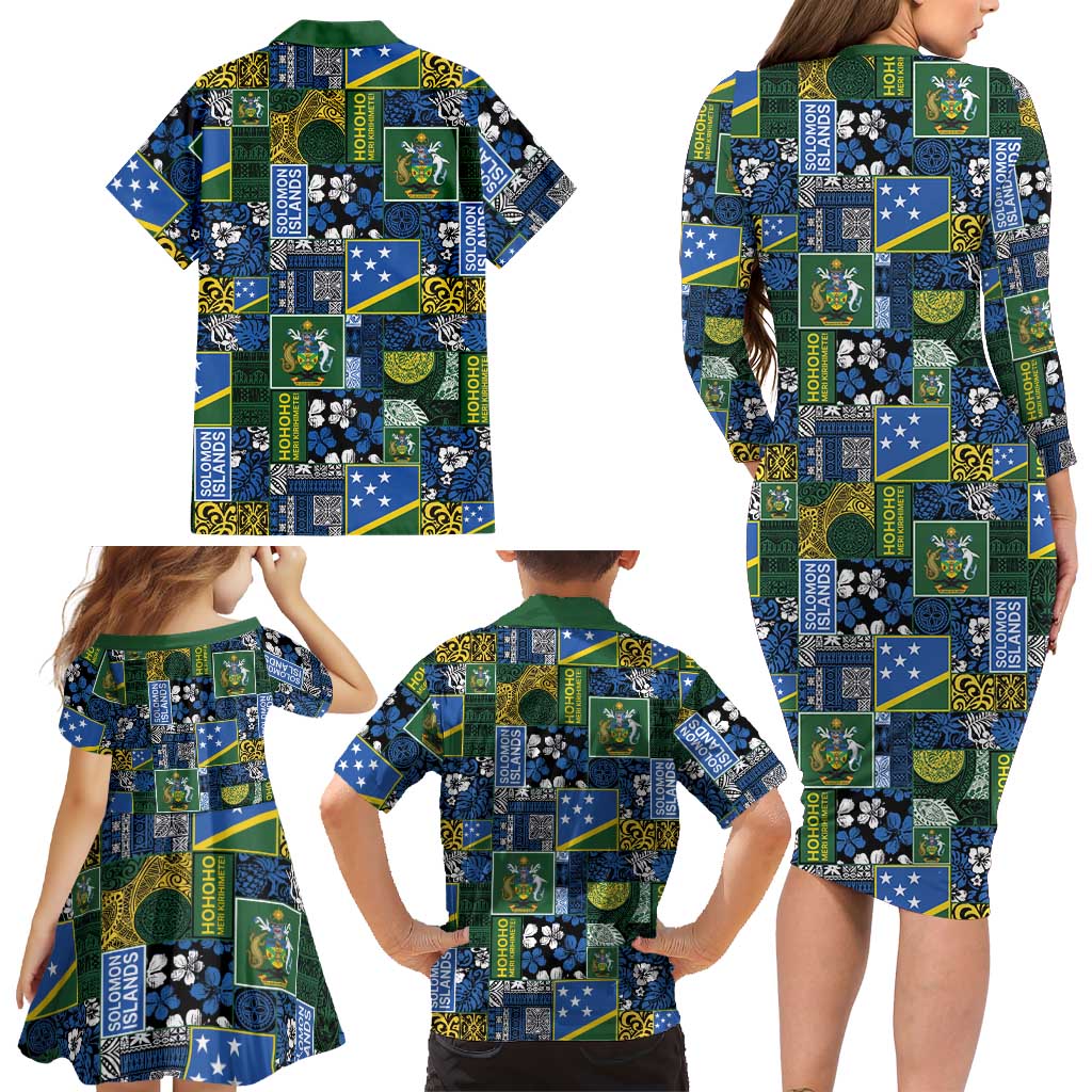 Solomon Islands Meri Kirihimete Family Matching Long Sleeve Bodycon Dress and Hawaiian Shirt Pacific Patchwork Xmas Vibes LT9 - Polynesian Pride