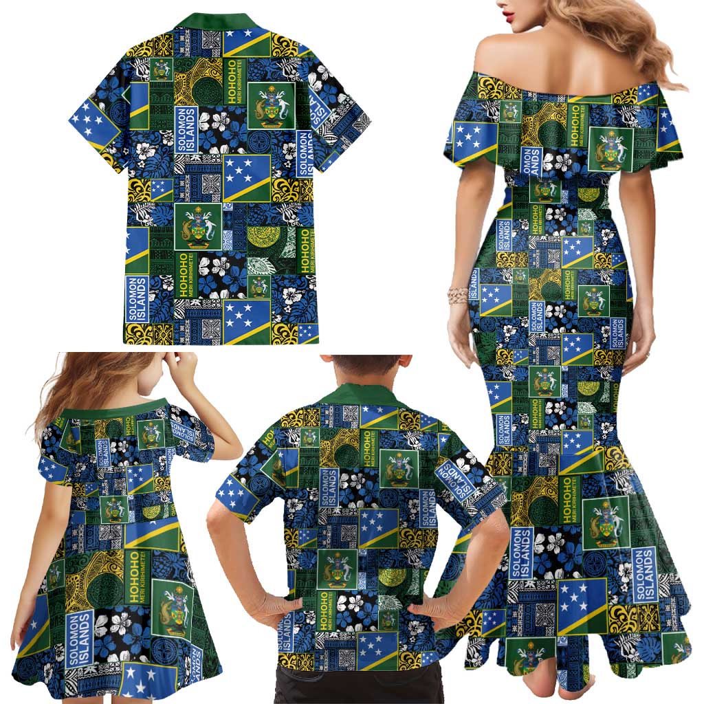 Solomon Islands Meri Kirihimete Family Matching Mermaid Dress and Hawaiian Shirt Pacific Patchwork Xmas Vibes LT9 - Polynesian Pride