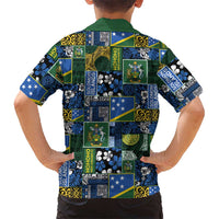 Solomon Islands Meri Kirihimete Family Matching Off Shoulder Short Dress and Hawaiian Shirt Pacific Patchwork Xmas Vibes - Polynesian Pride