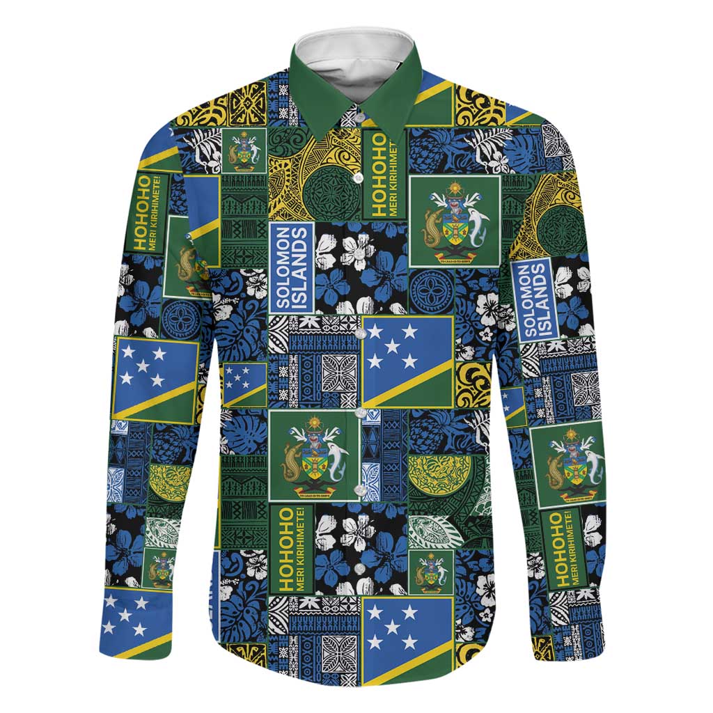Solomon Islands Meri Kirihimete Family Matching Puletasi and Hawaiian Shirt Pacific Patchwork Xmas Vibes - Polynesian Pride