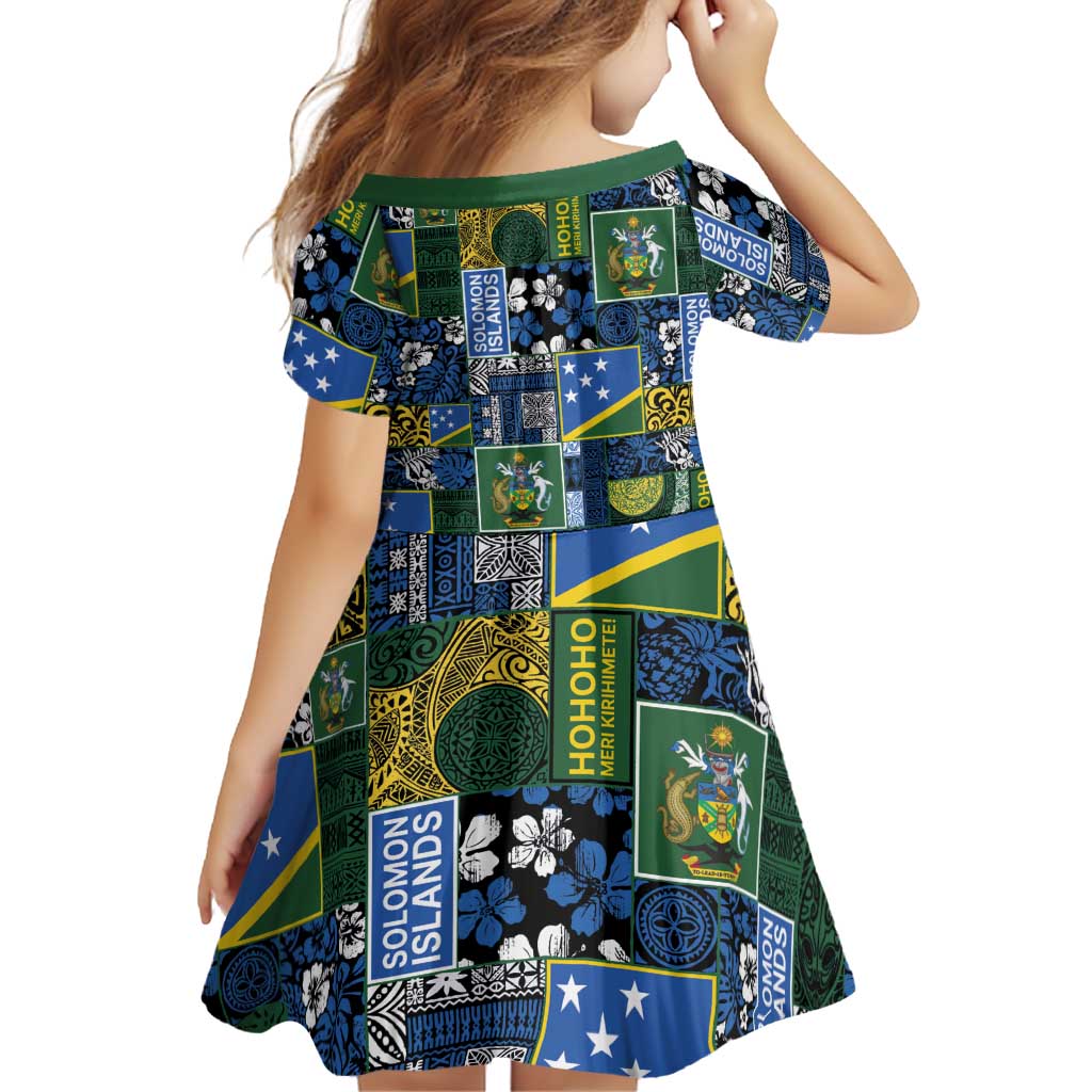 Solomon Islands Meri Kirihimete Family Matching Tank Maxi Dress and Hawaiian Shirt Pacific Patchwork Xmas Vibes - Polynesian Pride