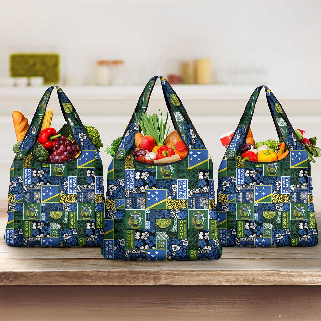 Solomon Islands Meri Kirihimete Grocery Bag Pacific Patchwork Xmas Vibes - Polynesian Pride