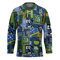 Solomon Islands Meri Kirihimete Hockey Jersey Pacific Patchwork Xmas Vibes - Polynesian Pride