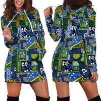 Solomon Islands Meri Kirihimete Hoodie Dress Pacific Patchwork Xmas Vibes LT9 - Polynesian Pride