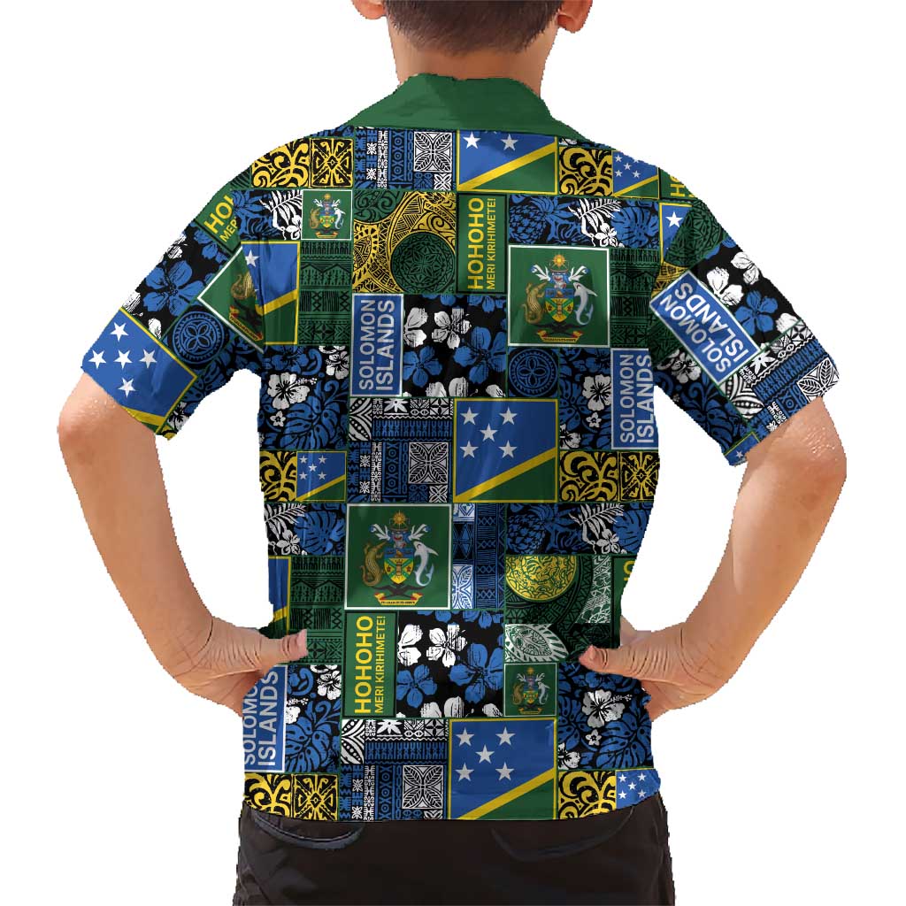 Solomon Islands Meri Kirihimete Kid Hawaiian Shirt Pacific Patchwork Xmas Vibes - Polynesian Pride
