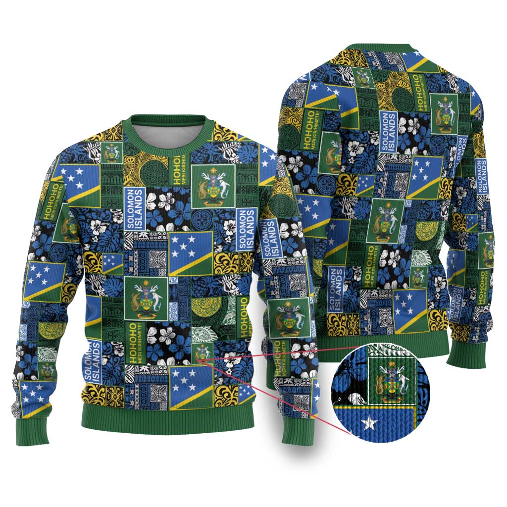 Solomon Islands Meri Kirihimete Ugly Christmas Sweater Pacific Patchwork Xmas Vibes - Polynesian Pride