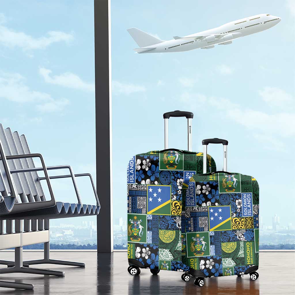 Solomon Islands Meri Kirihimete Luggage Cover Pacific Patchwork Xmas Vibes - Polynesian Pride