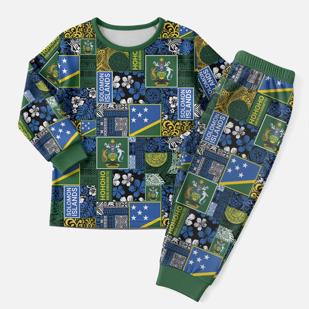 Solomon Islands Meri Kirihimete Christmas Pajama Set Pacific Patchwork Xmas Vibes - Polynesian Pride