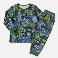 Solomon Islands Meri Kirihimete Christmas Pajama Set Pacific Patchwork Xmas Vibes - Polynesian Pride