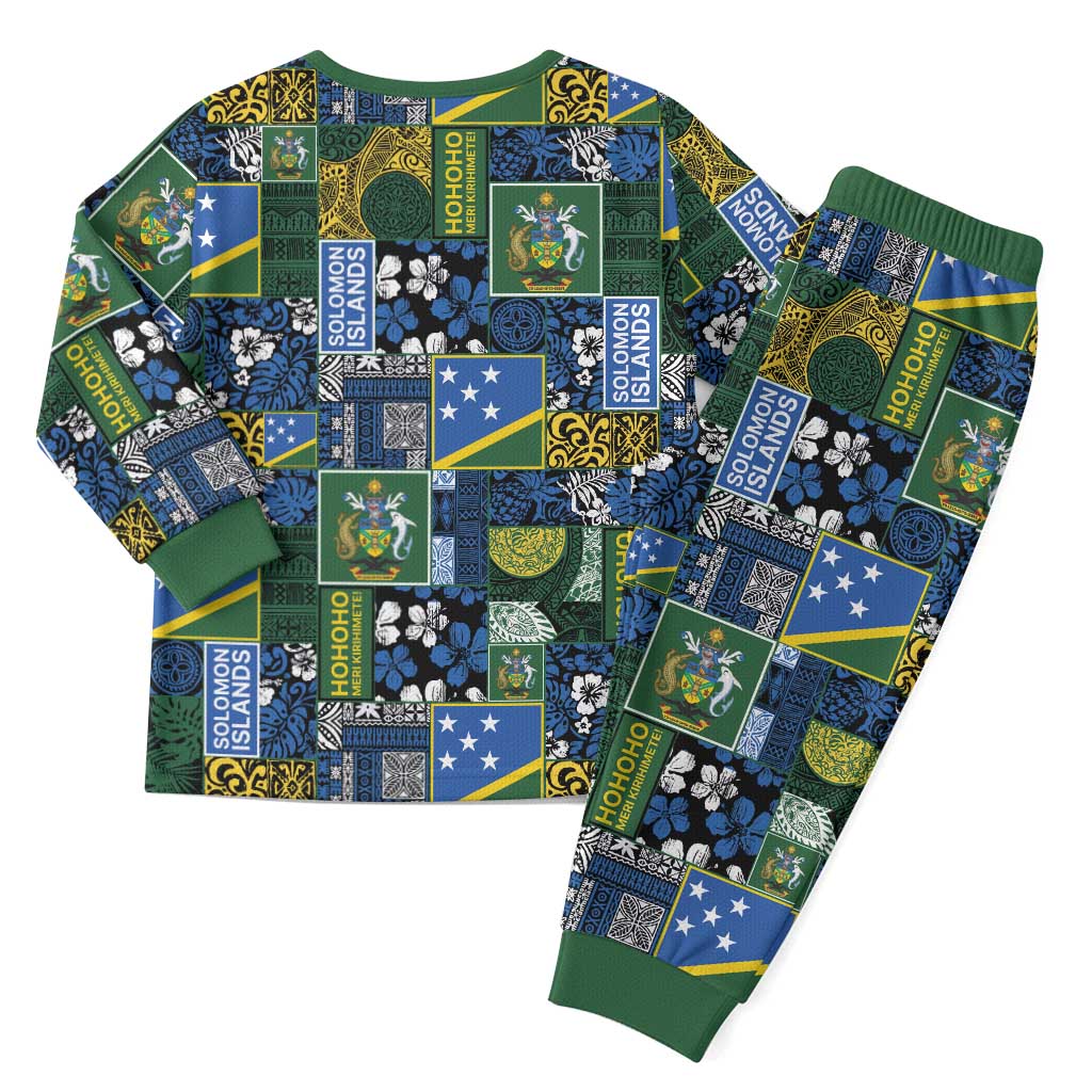 Solomon Islands Meri Kirihimete Christmas Pajama Set Pacific Patchwork Xmas Vibes - Polynesian Pride