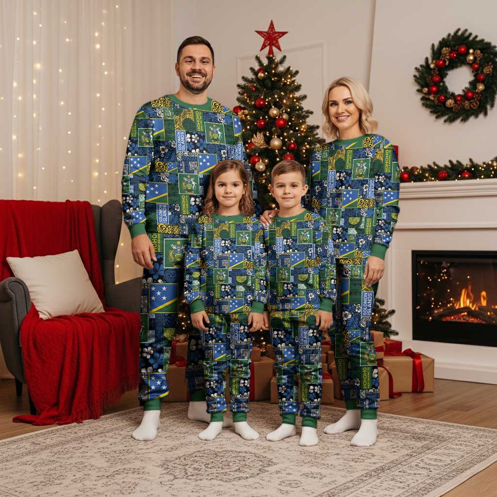 Solomon Islands Meri Kirihimete Christmas Pajama Set Pacific Patchwork Xmas Vibes - Polynesian Pride
