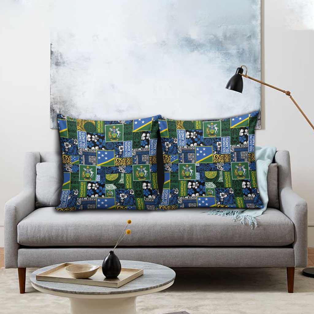 Solomon Islands Meri Kirihimete Pillow Cover Pacific Patchwork Xmas Vibes - Polynesian Pride
