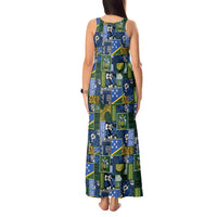 Solomon Islands Meri Kirihimete Tank Maxi Dress Pacific Patchwork Xmas Vibes - Polynesian Pride