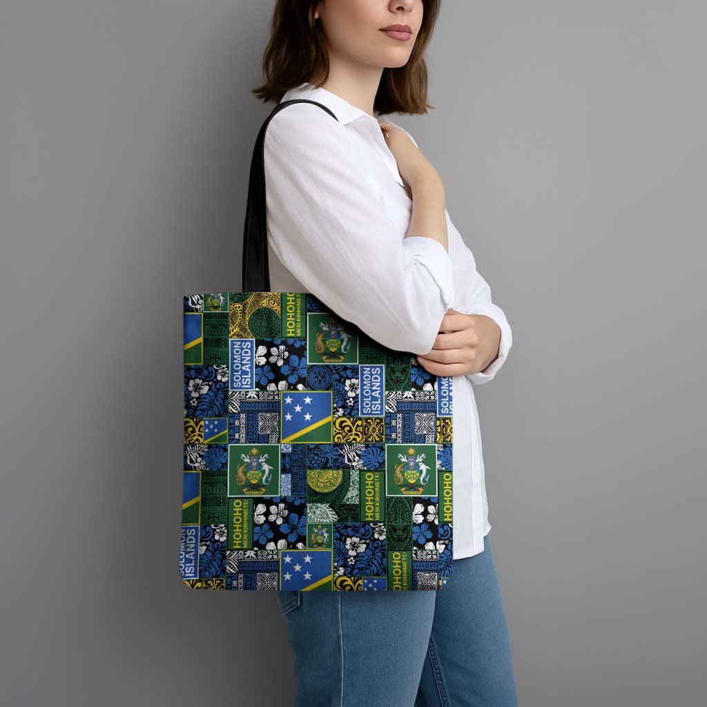 Solomon Islands Meri Kirihimete Tote Bag Pacific Patchwork Xmas Vibes - Polynesian Pride