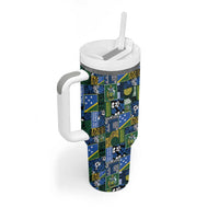 Solomon Islands Meri Kirihimete Tumbler With Handle Pacific Patchwork Xmas Vibes - Polynesian Pride
