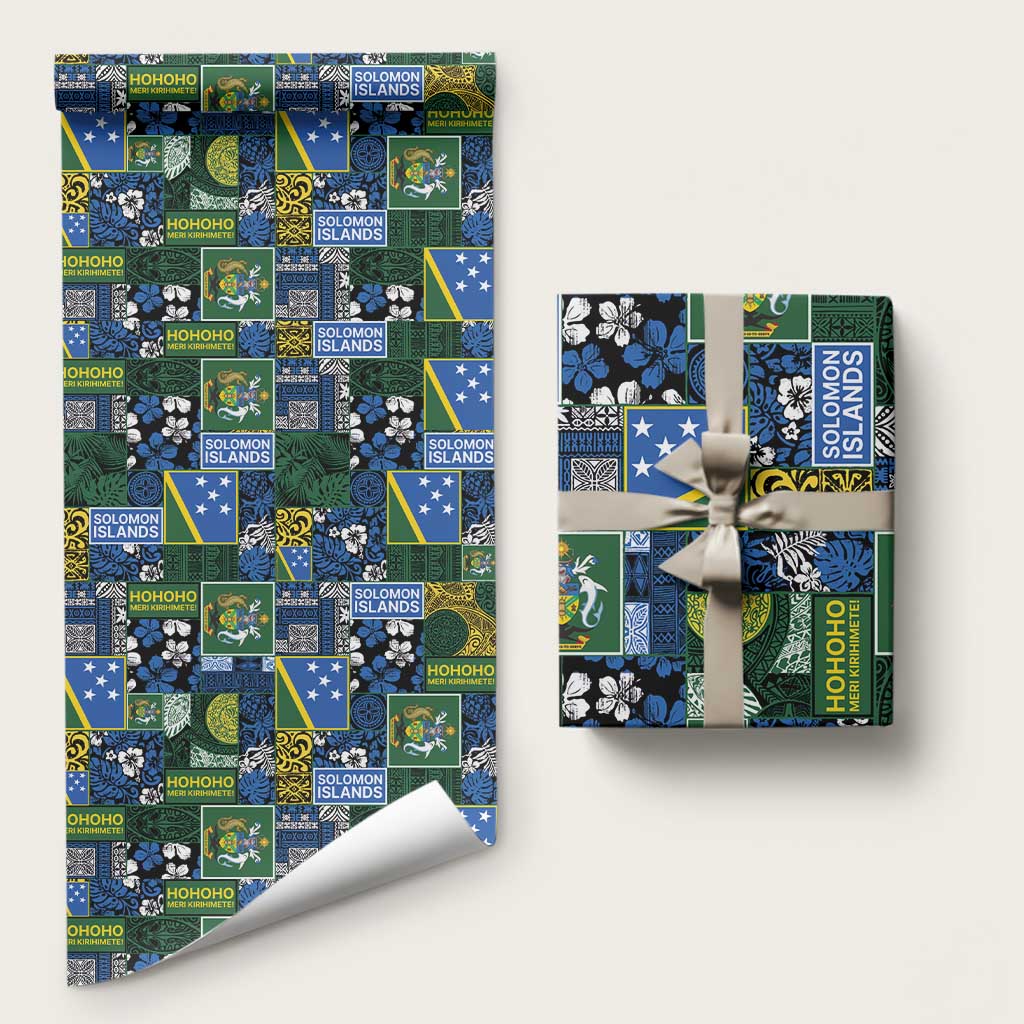 Solomon Islands Meri Kirihimete Wrapping Paper Pacific Patchwork Xmas Vibes - Polynesian Pride